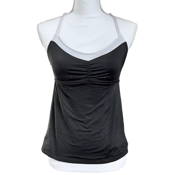 Black & White Racerback Tankini Top Bathing Suit with Adjustable Straps Size S - Picture 2 of 7